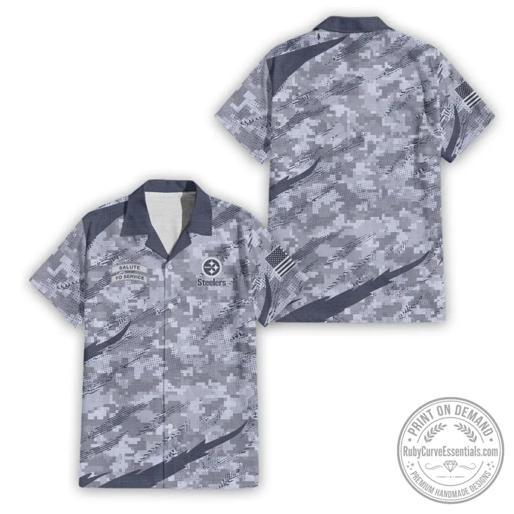 Pittsburgh Steelers Hawaiian Shirt in Military Camouflage for Salute To Service Pittsburgh Steelers Hawaiian Shirt in Military Camouflage for Salute To Service